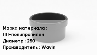 Заглушка полипропиленовая ПП-полипропилен D=250 Wavin